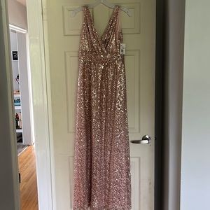 David’s Bridal Sequin Rose Gold Bridesmaid Dress.